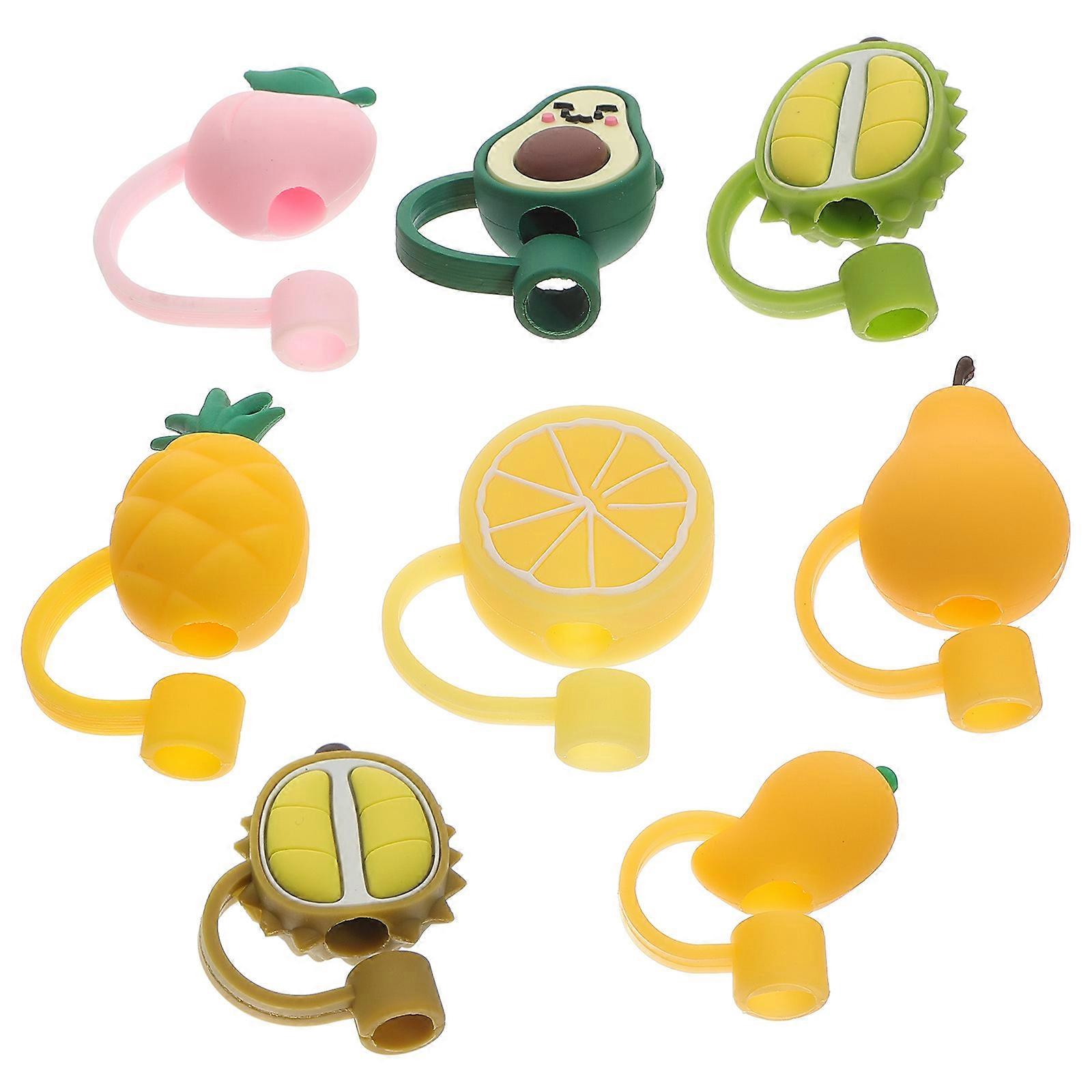 Fruit Shape Straw Covers 8Pcs Ideal For Themed Parties Baby Showers Ceremonies Assorted Color Reusable