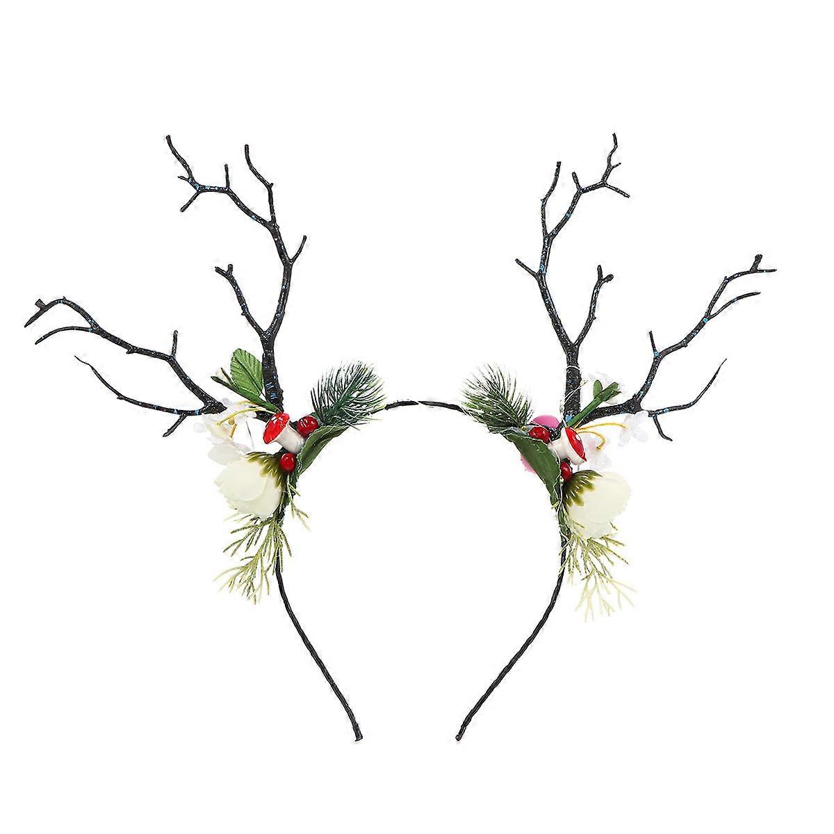 Glow In The Dark Headband For Girls Christmas Day Party Colorful Antler Shape 32x27cm Fast Flash Function 1Pcs