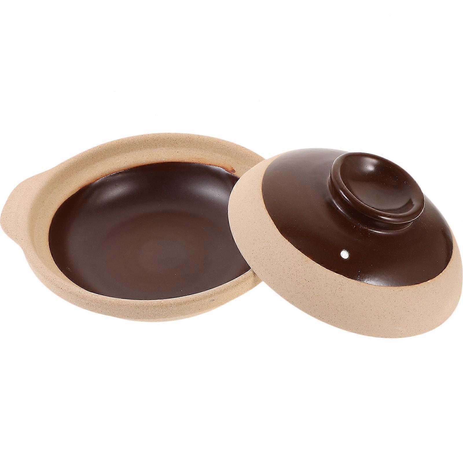 Casserole Pot for Soup 1Pc Round 20X18CM Household Use Brown Color High Temperature Heat Transfer