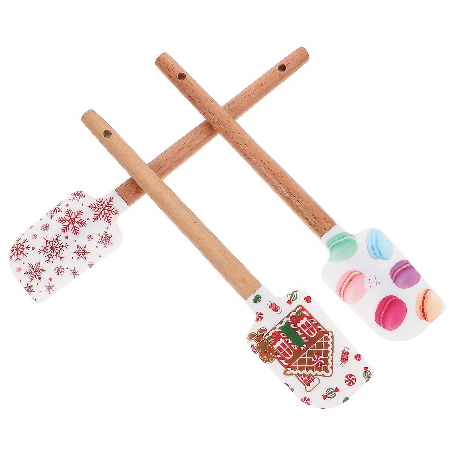 Christmas Silicone Spatula Kitchen Utensils 3Pcs Assorted Color Non-Stick Flexible Baking Tools for Holiday Baking Needs
