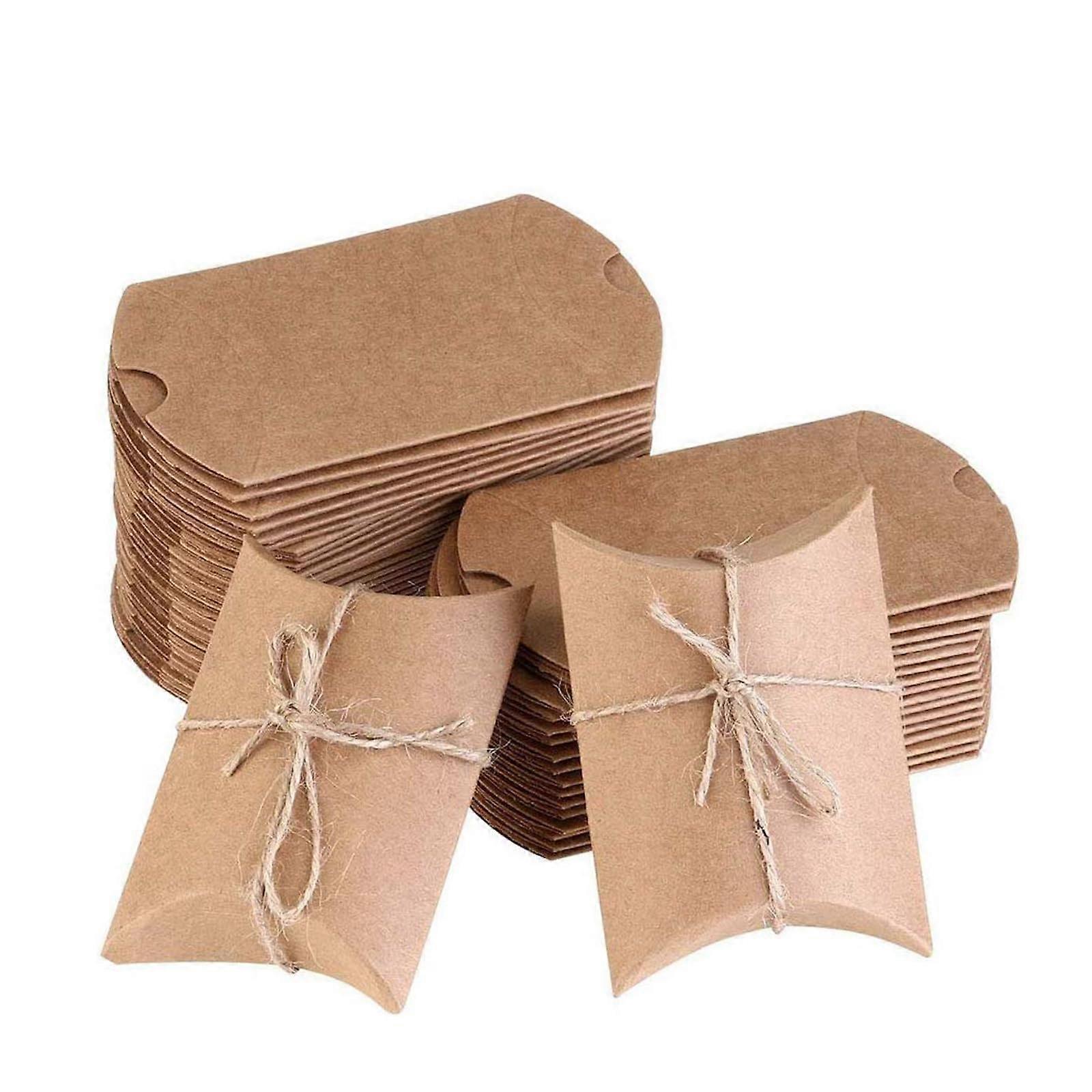 Kraft Paper Gift Boxes for Christmas, Sweets (with Jute String)
