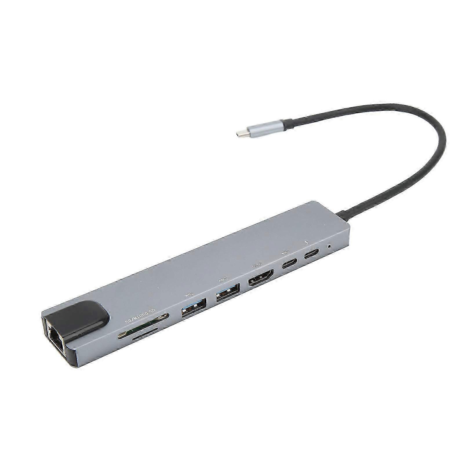 8-Port USB 3.0 Type C Hub with PD & RJ45 - High Definition Multimedia Interface & Memory Card Reader for Laptop Connectivity