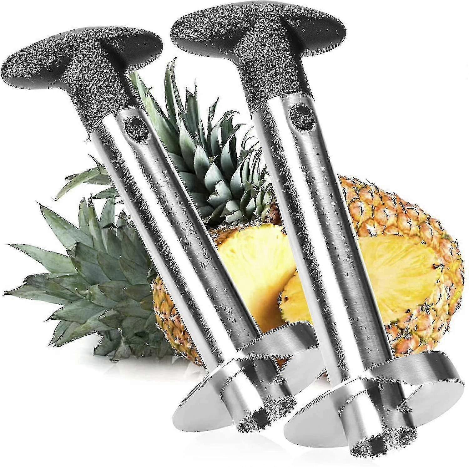 2-in-1 Ananasschneider aus Edelstahl - Schäler, Entkerner und Cutter (2er-Pack)
