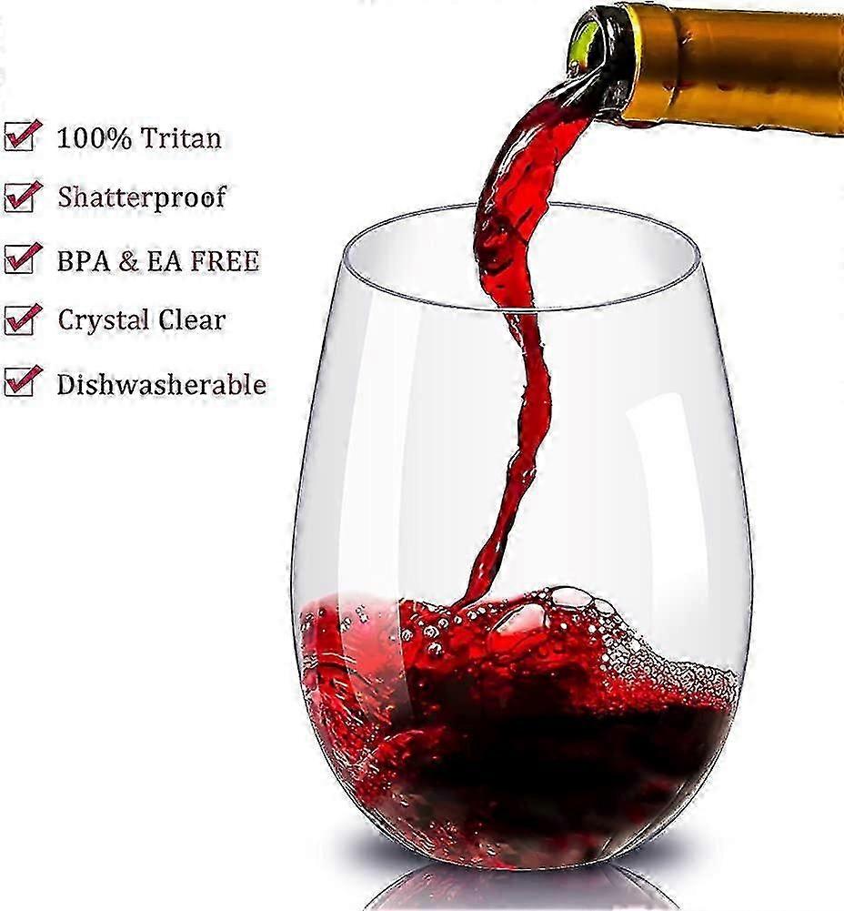 Unbreakable Wine Glasses, Shatterproof Stemless Plastic Glasses,reusable Plastic