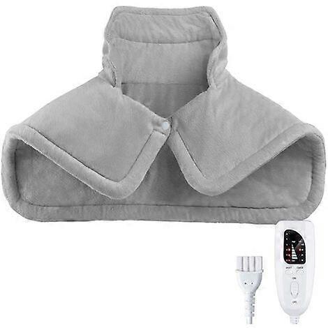 Heating Pad for Shoulders and Back, Electric with 6 Adjustable Heat Levels, Remote Control Included, Gray