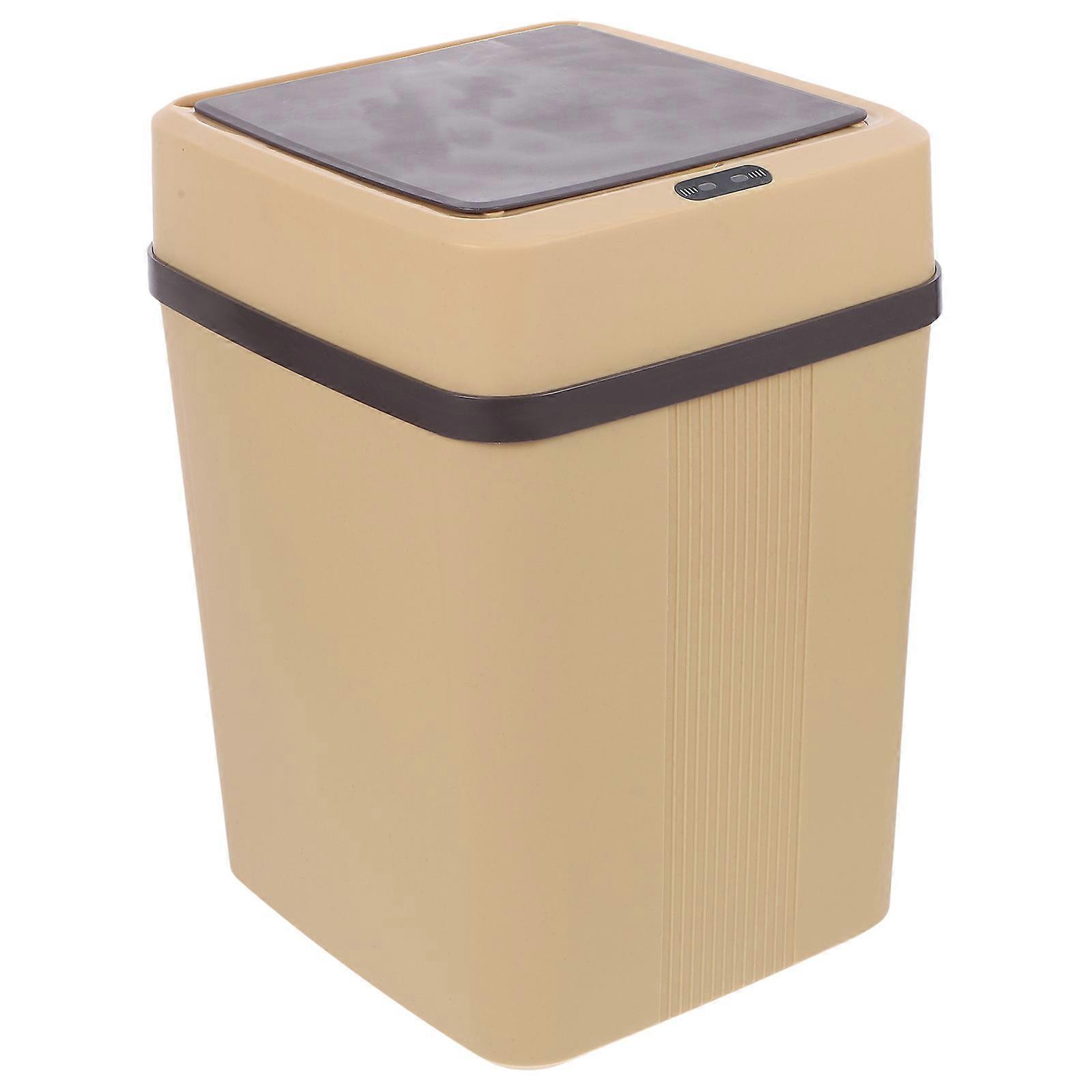 Automatic Smart Garbage Can, Intelligent Contactless Induction Dustbin for Kitchen Home Office Use, Battery Operated with Multiple Modes, Khaki,