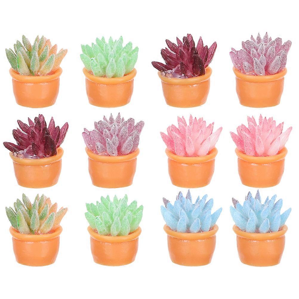 Mini Artificial Succulents Craft Enthusiasts Resin Assorted Color Diy Crafting 12Pcs