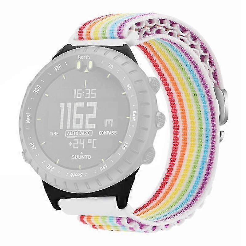 For Suunto Core Watch Band 22mm Nylon Loop Adjustable Wrist Strap with Connector - White+Orange New Arrival