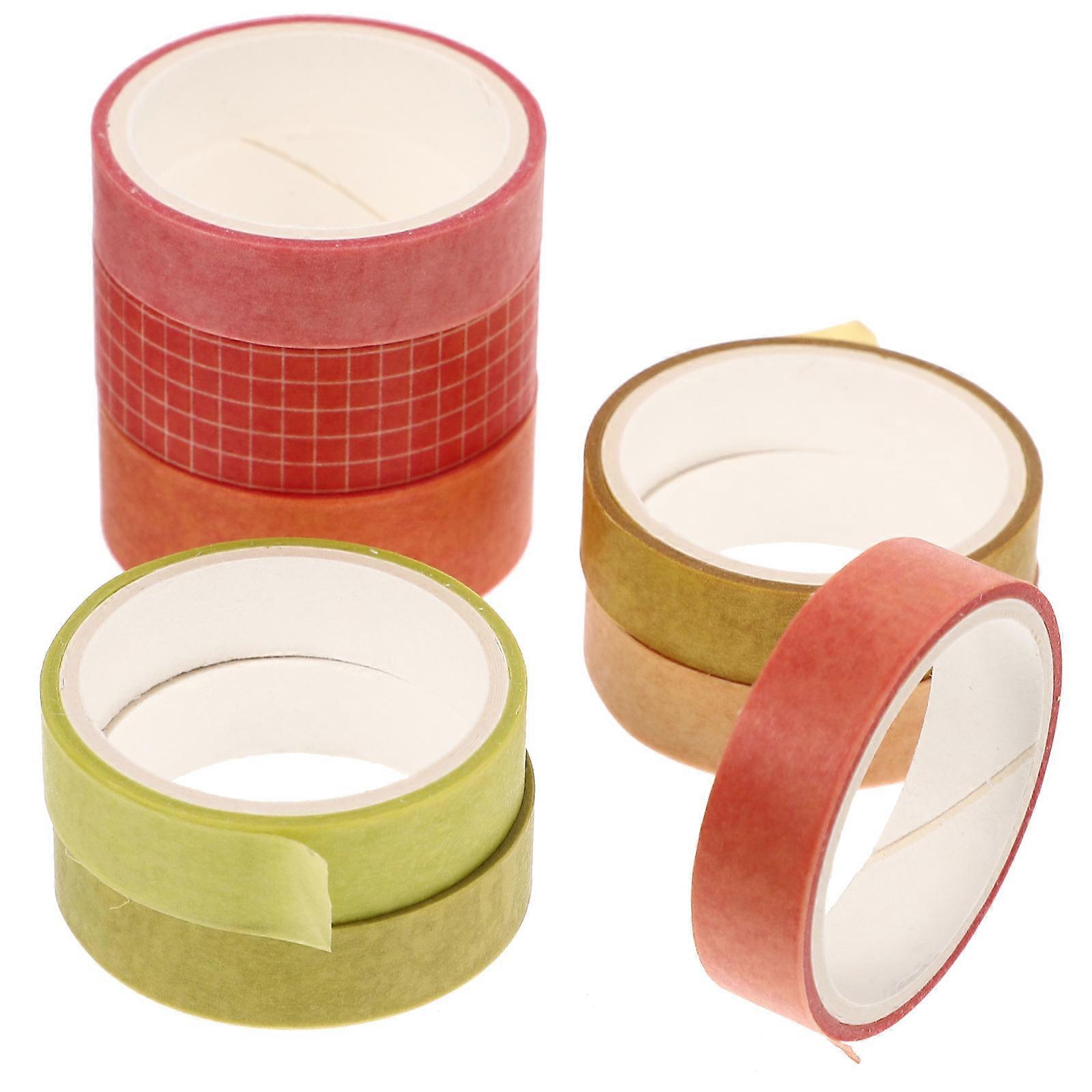 Decorative Tape Washi Rolls for Scrapbooking Art Projects Yellow Paper Adhesive 8Pcs