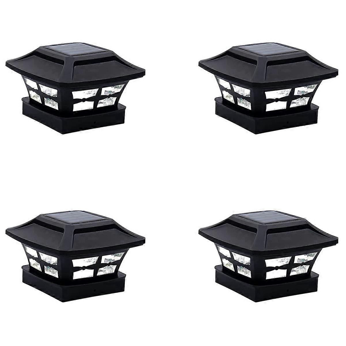 4X Solar Post Cap Lights 2 Lighting Modes LED Deck Fence Cap Lights for Wooden Posts Garden Decorati
