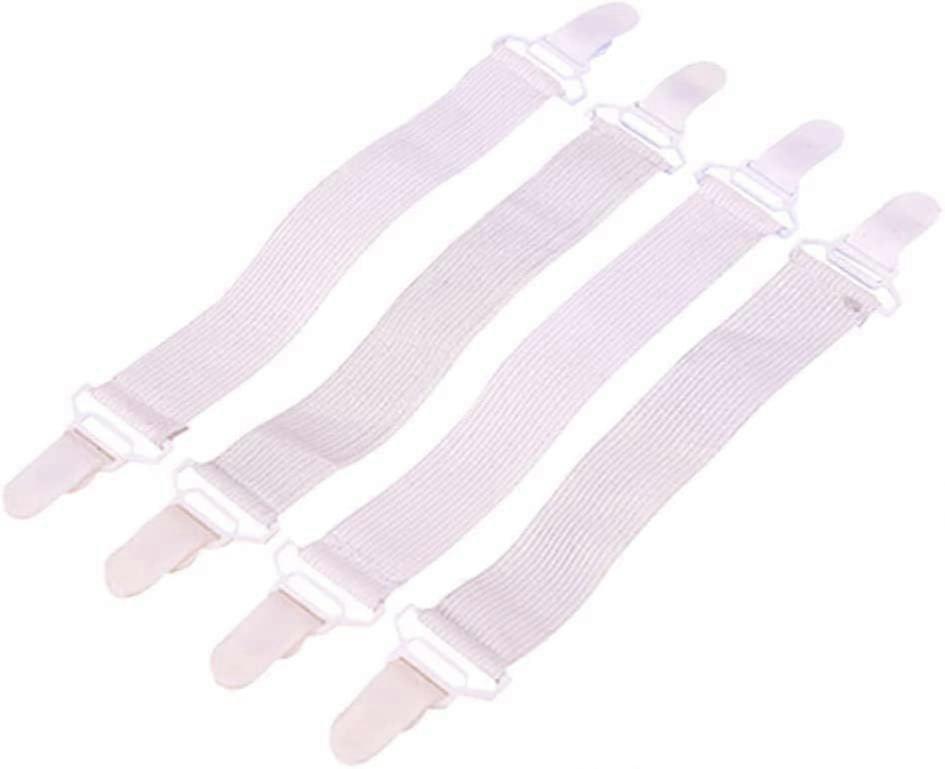 White Bed Sheet Straps, Grippers to Hold Sheet,Elastic Mattress Sheet Fasteners