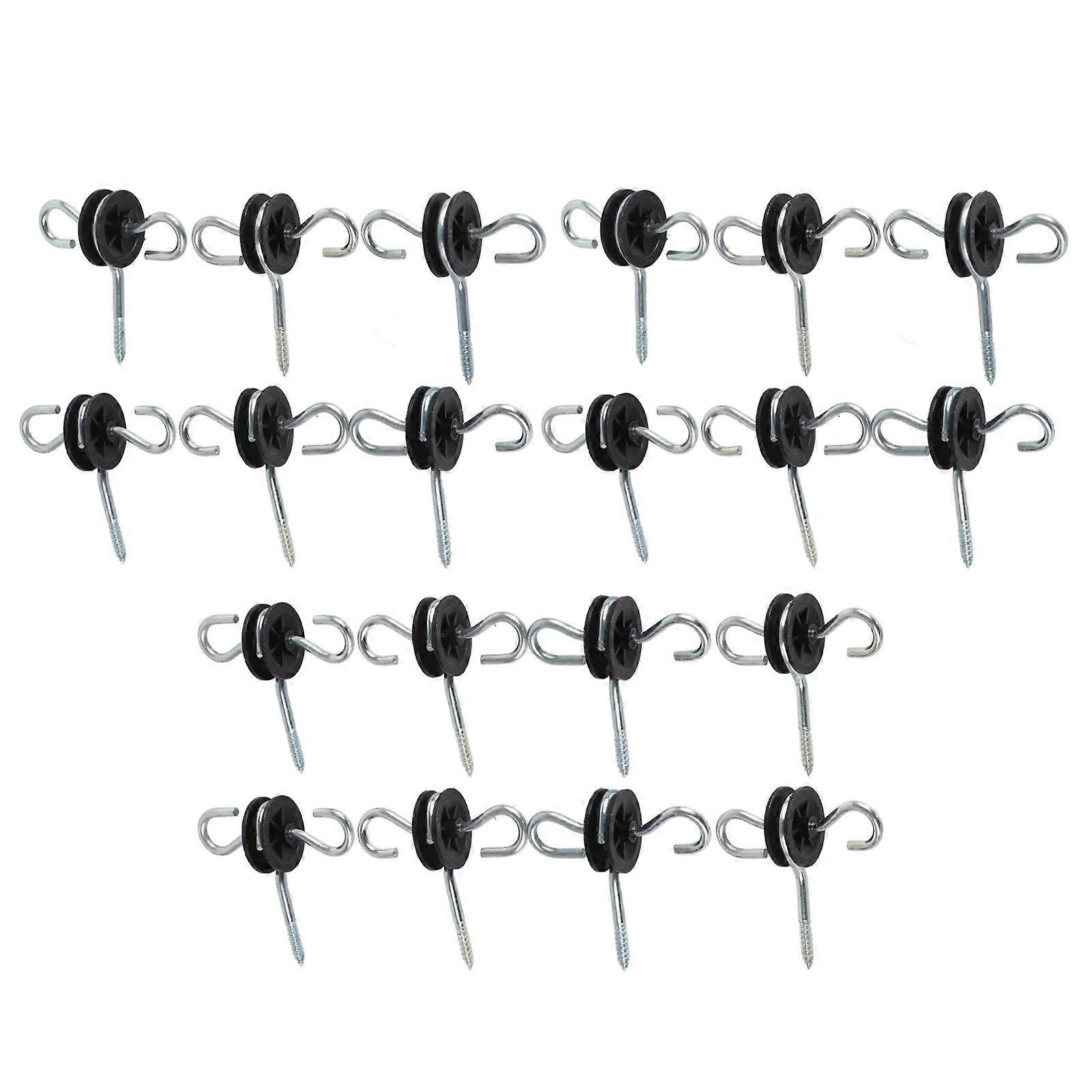 20PCS Fence Insulator Screw Galvanized Steel and Polypropylene with Two Way Hook Fence Ring Insulator for Pasture