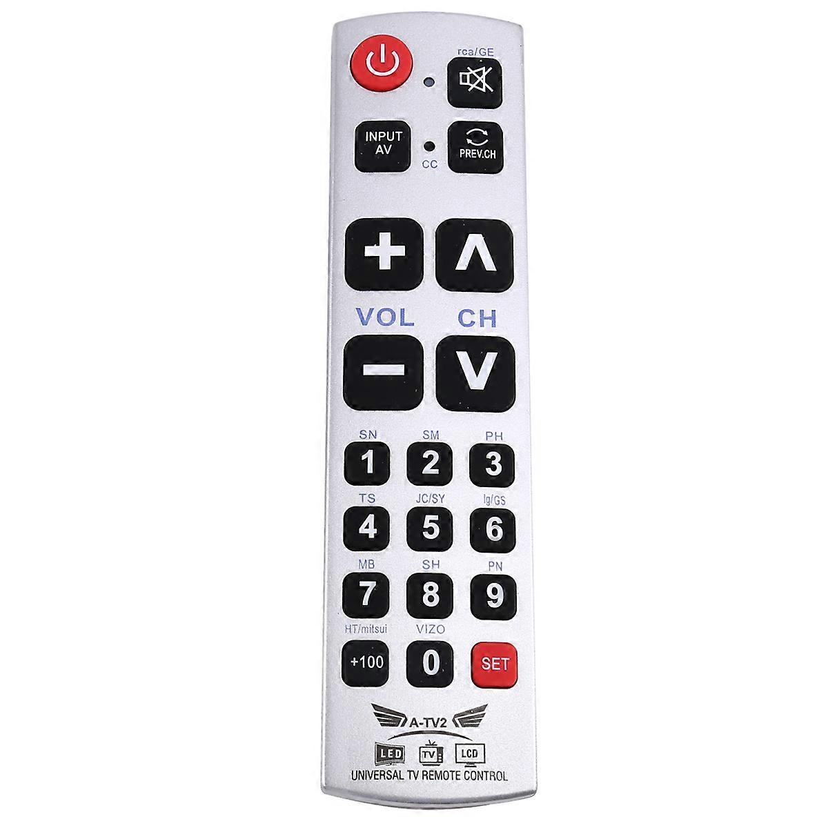 Big Button Universal TV Remote Control A-TV2 TV LED LCD Remote Control Compatible for Galaxy Matrix Easy for Old People