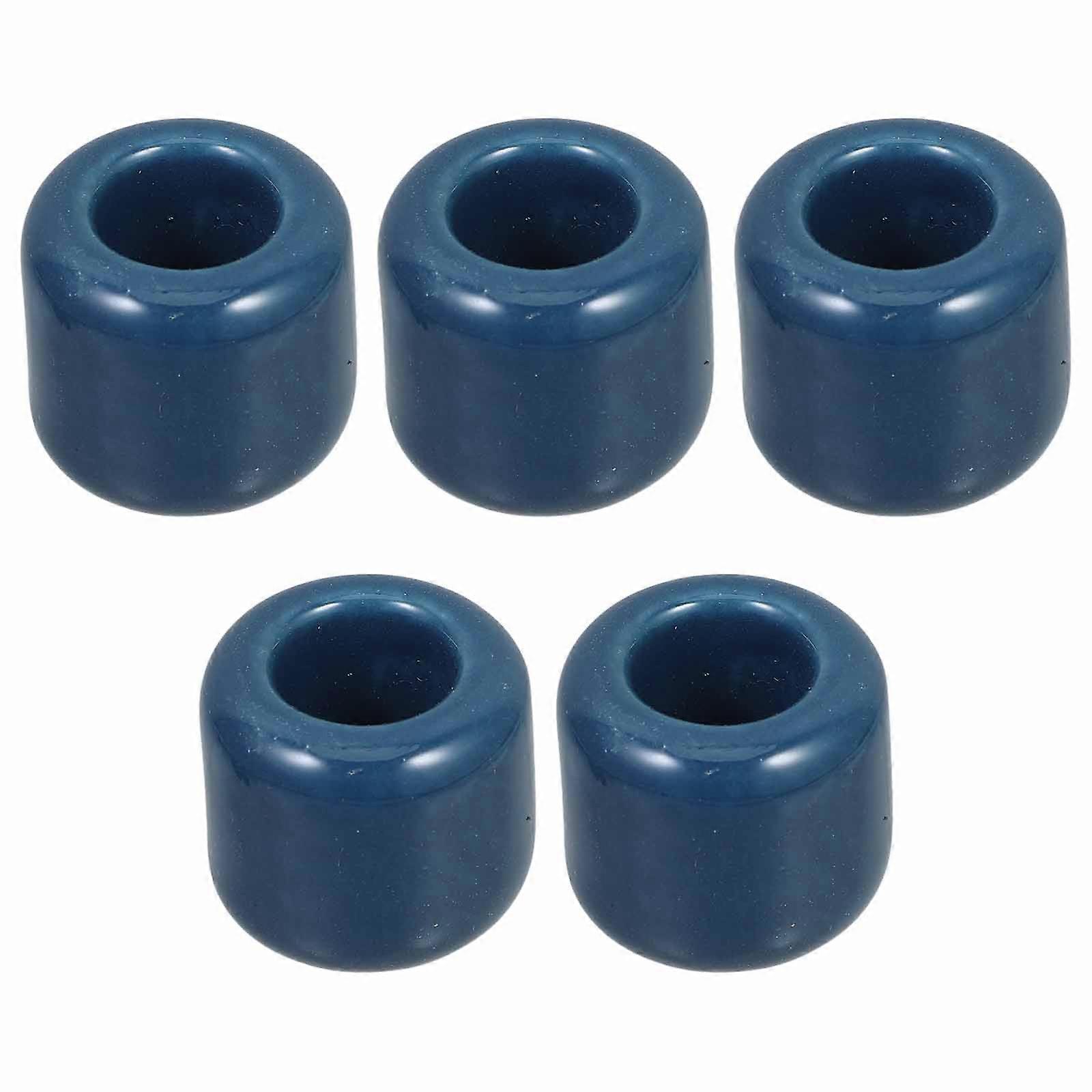 Blue Ceramic Candle Holders Set of 5 Unique Design for Storage Practical Use
