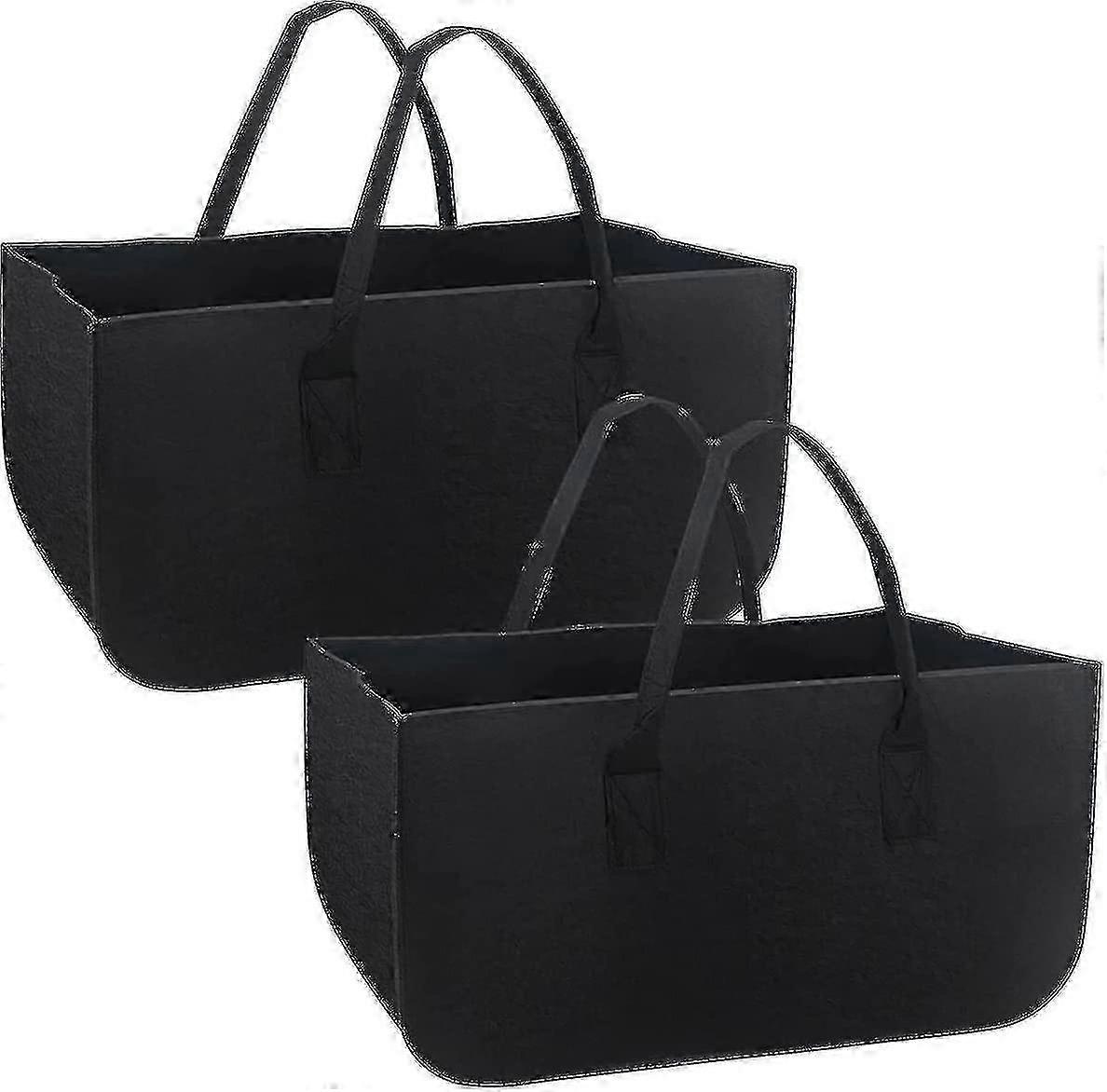 Felt Firewood Holder with Handle, Large Foldable Log Basket, for Camping/Shopping