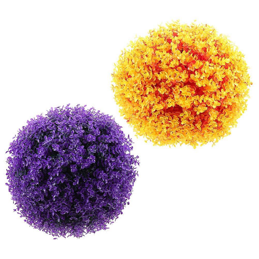 Artificial Grass Balls for Decor Plastic 2pcs Assorted Color Lifelike Topiary Plant Balls