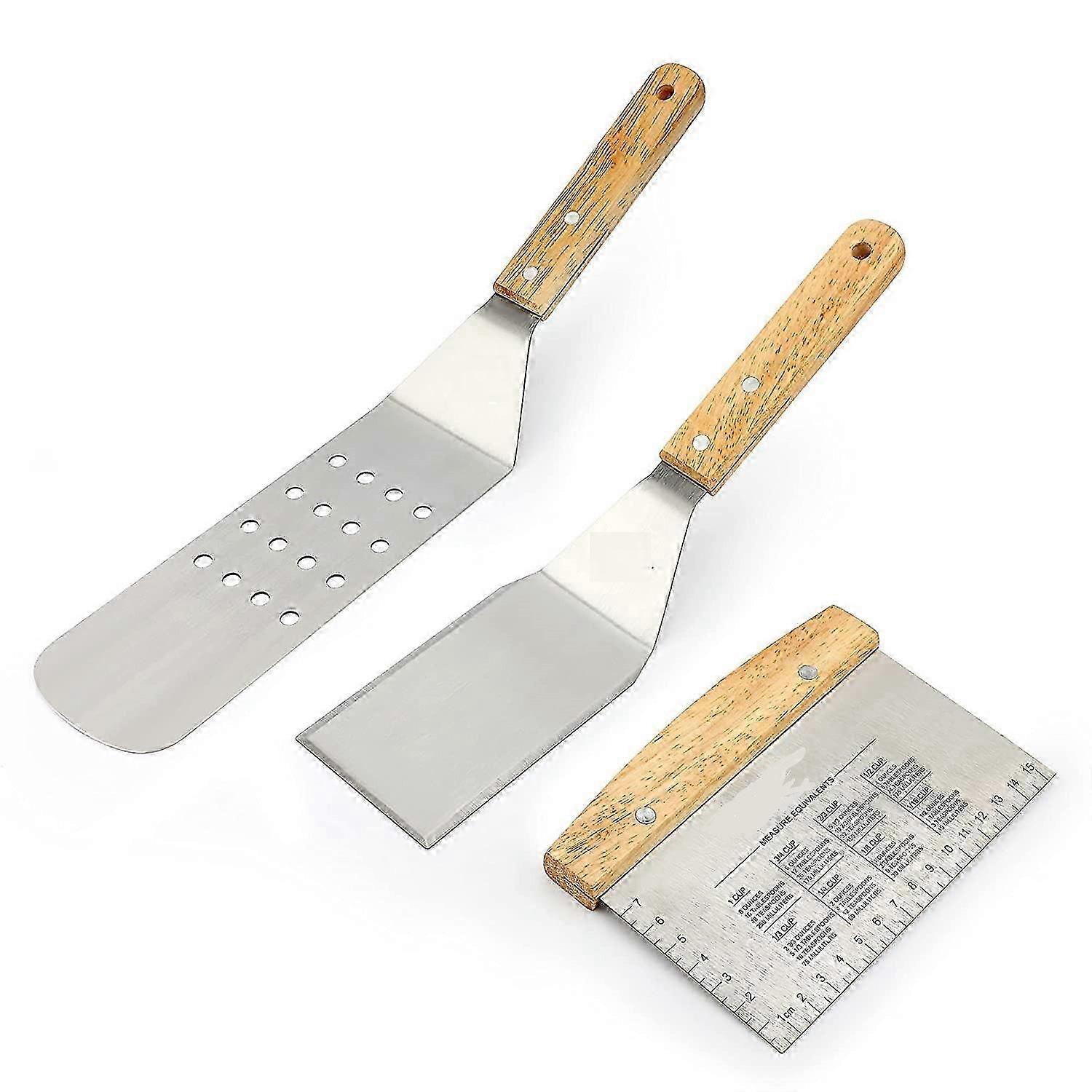 Griddle BBQ Scraper Set  3pcs Stainless Steel Griddle Spatulas SZRH A-S
