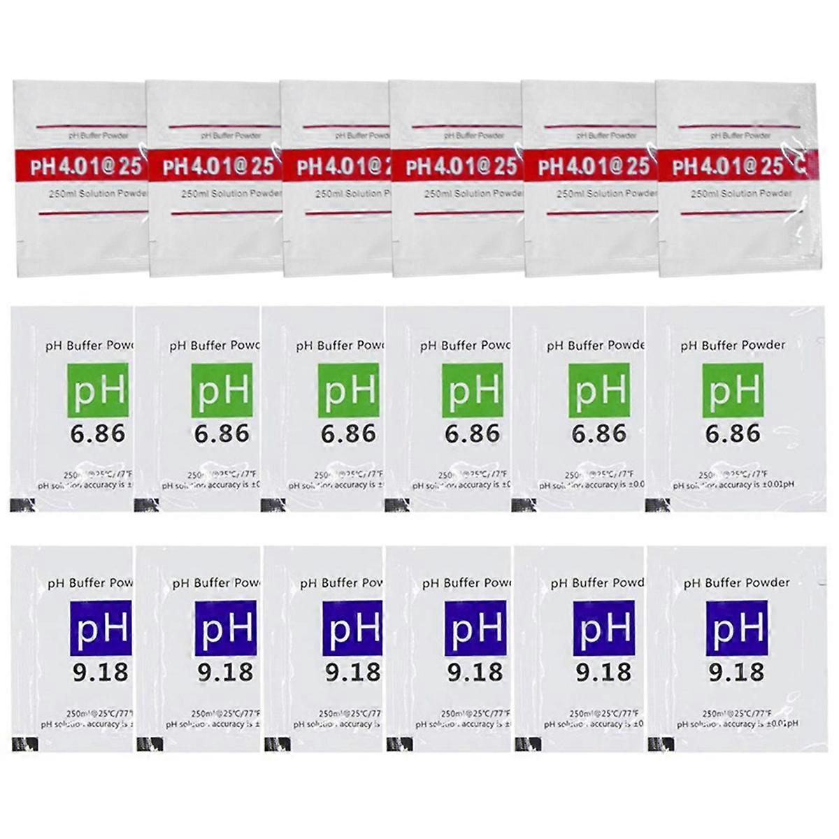 18 Pack PH Meter Buffer Solution Powder 6.86/4.00/9.18, PH Calibration Solution Packets for Precise 