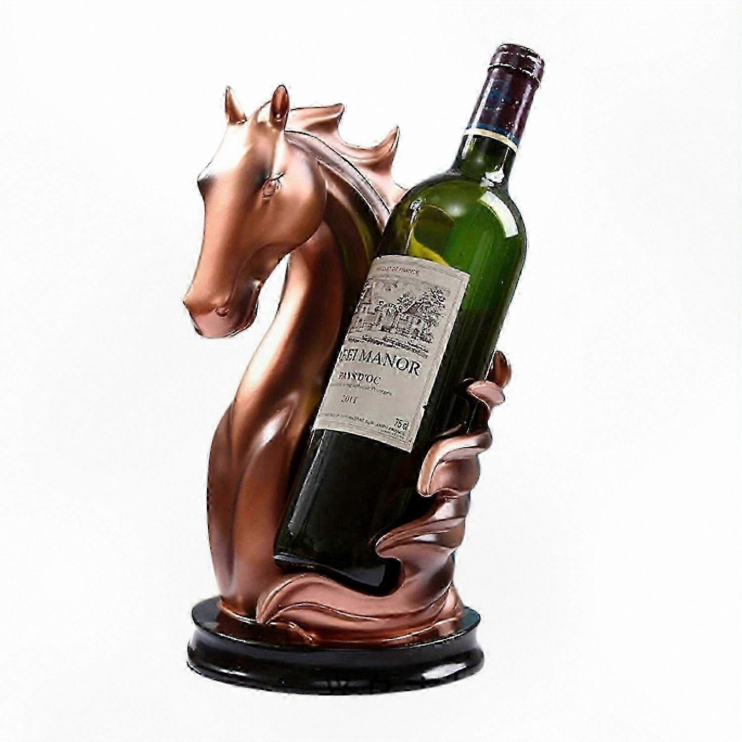 מתלה יין אלגנטי עם עיצוב פסל סוס - עיצוב בר ביתי מסוגנן ואפשרות מתנה