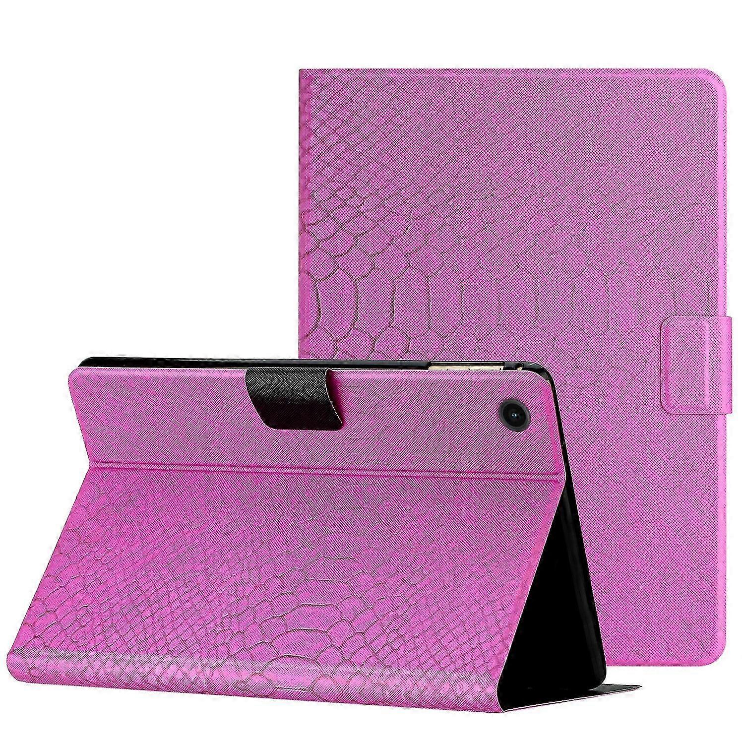 2025 Solid Color Crocodile Texture Smart PU Tablet Case with Sleep / Wake-up Function