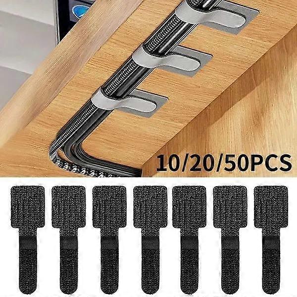 50PCS Reusable Cable Ties Fastening Wire Organizer Cord Rope Holder Self Adhesive Adjustable Cord Organizer Straps Desk Management