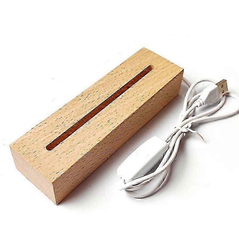 LED Light Wood Base Rectangular 18cm,Three-color Light 2025