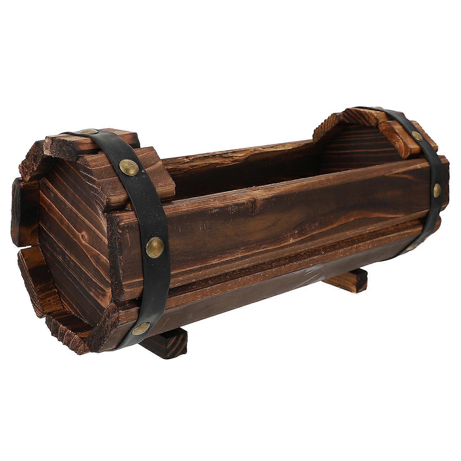 Solid Wood Flower Pot Durable Anti-Corrosion Bucket for Balcony 2Pcs