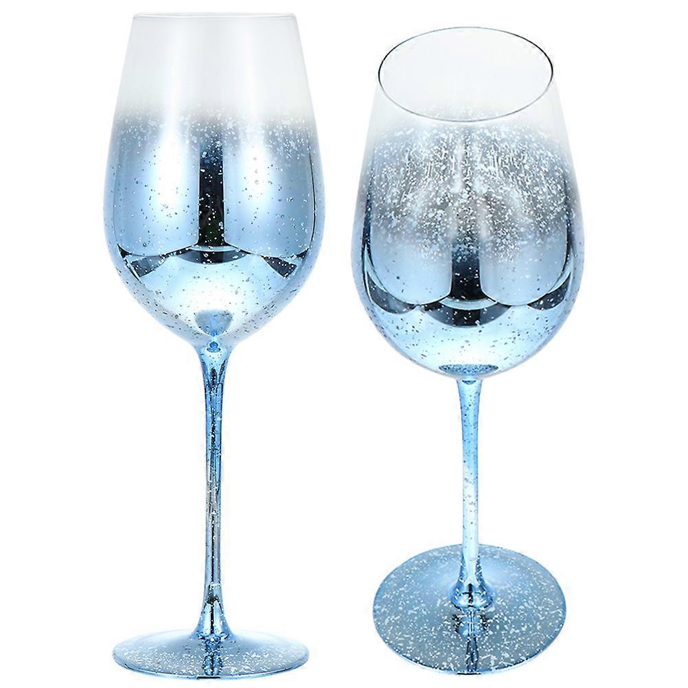 Blue Glass Goblets Wine Cups for Drinking 2Pcs Reusable Party Goblets