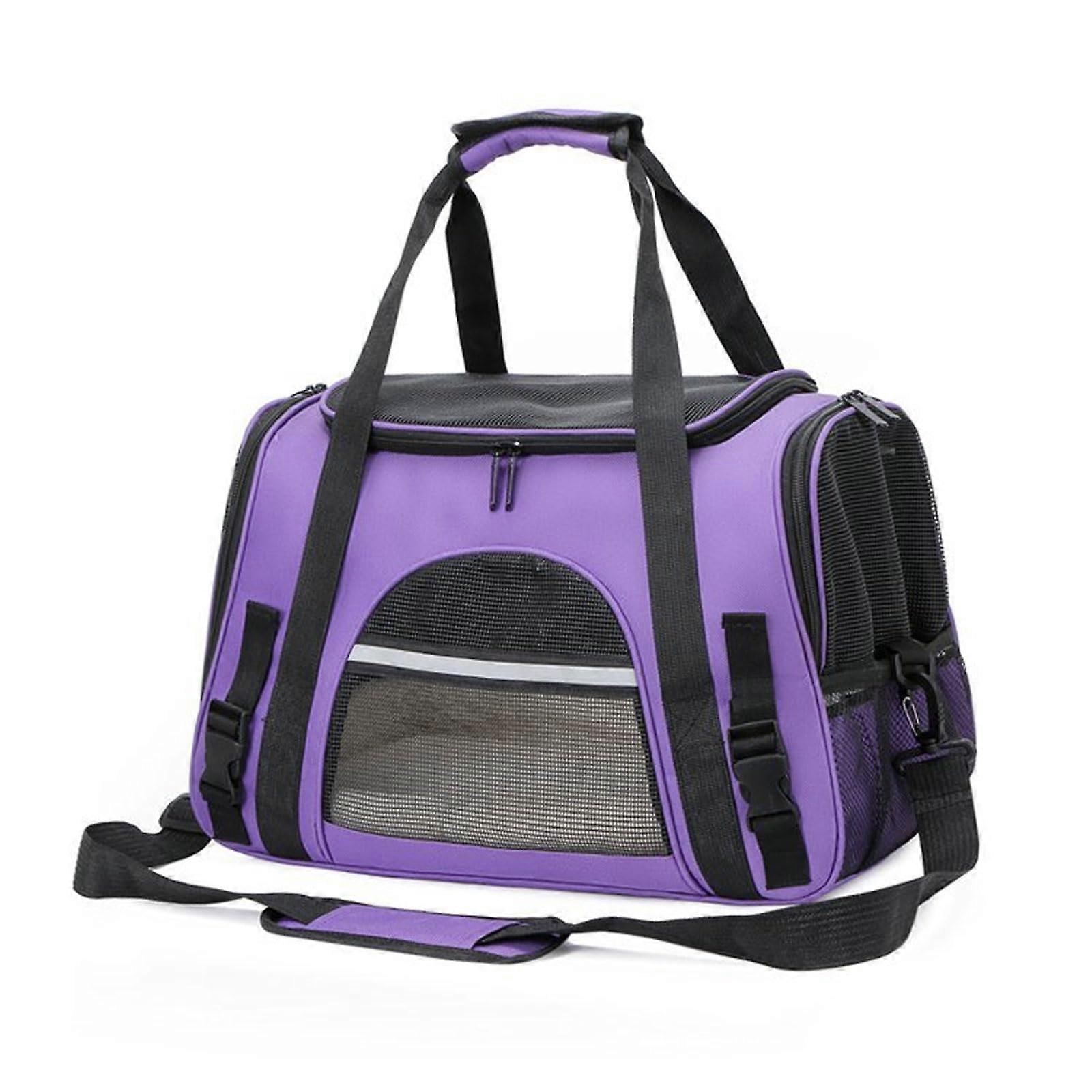 Pet Backpack For Cats And Dogs Portable Breathable Mesh Window Opening Rucksack Holds Up To 5 Kg Purple