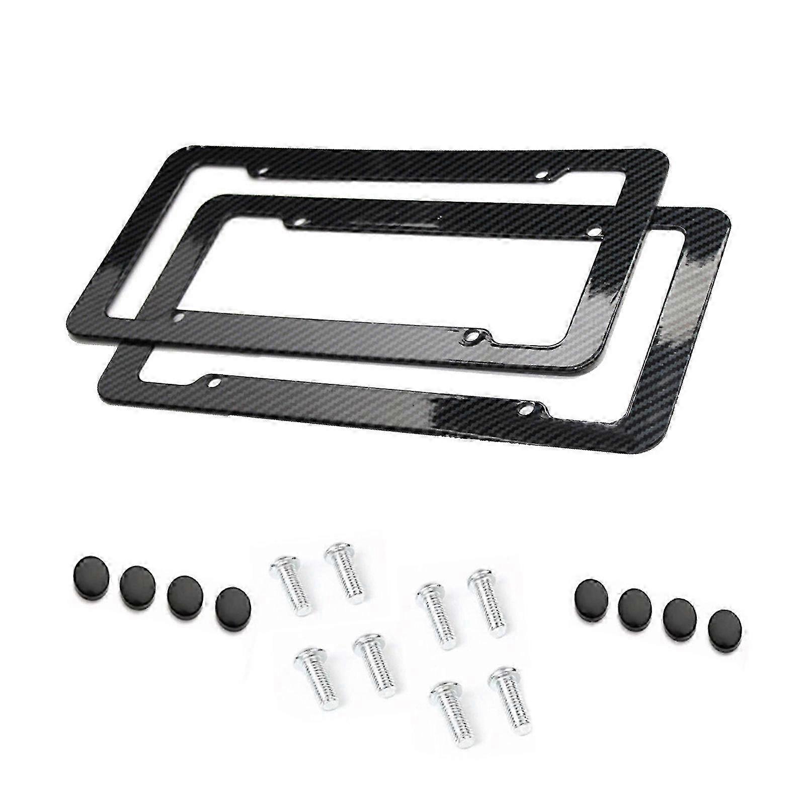 Car License Plate Installation Kit Carbon Fiber Frame Standard Size Easy to Install and Scratch Resistant