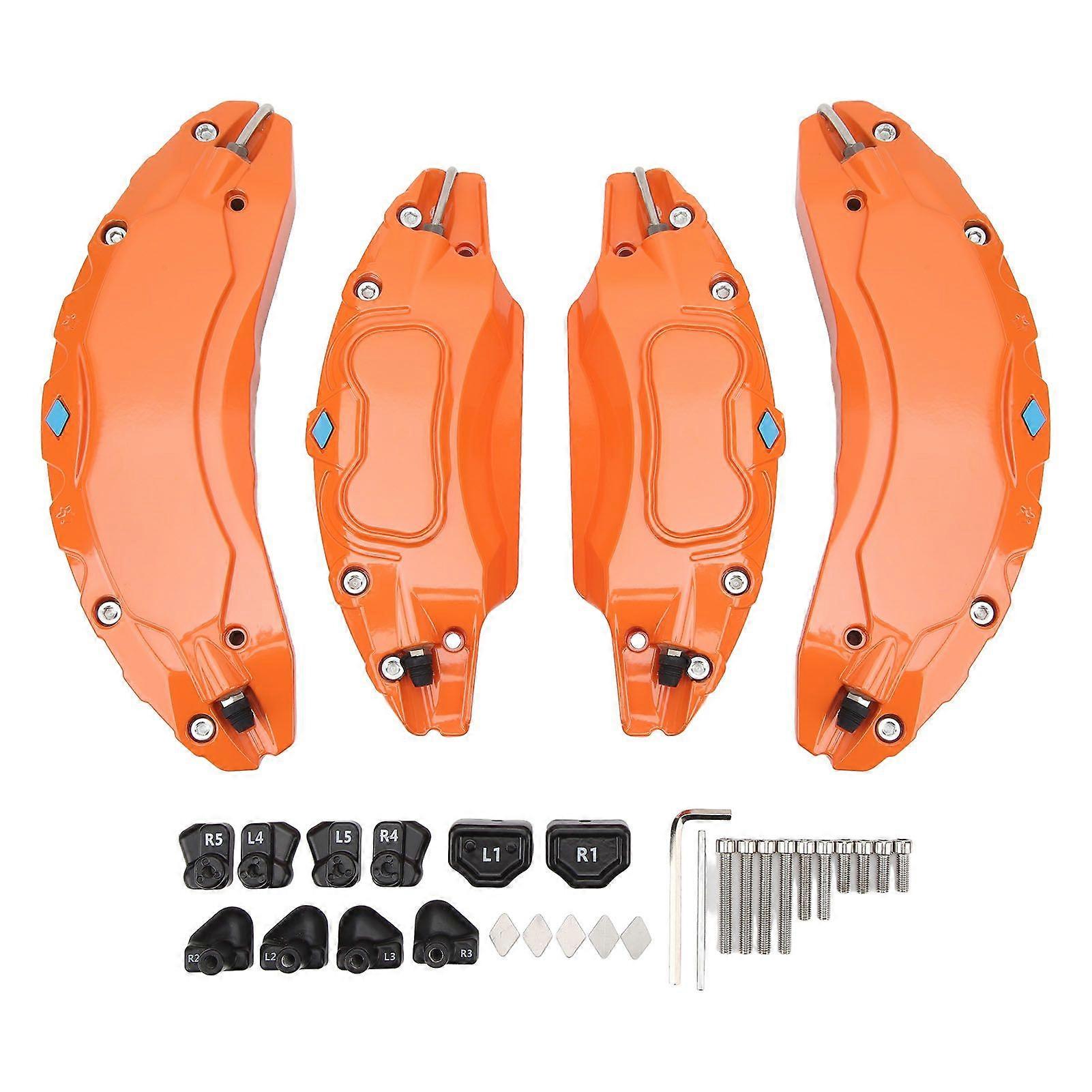 4 Pcs 18in 19in Wheel Hub Caliper Covers Aluminium Alloy Disc Brake Caliper Guard Protector Cover Replacement for Tesla Model 3 Orange