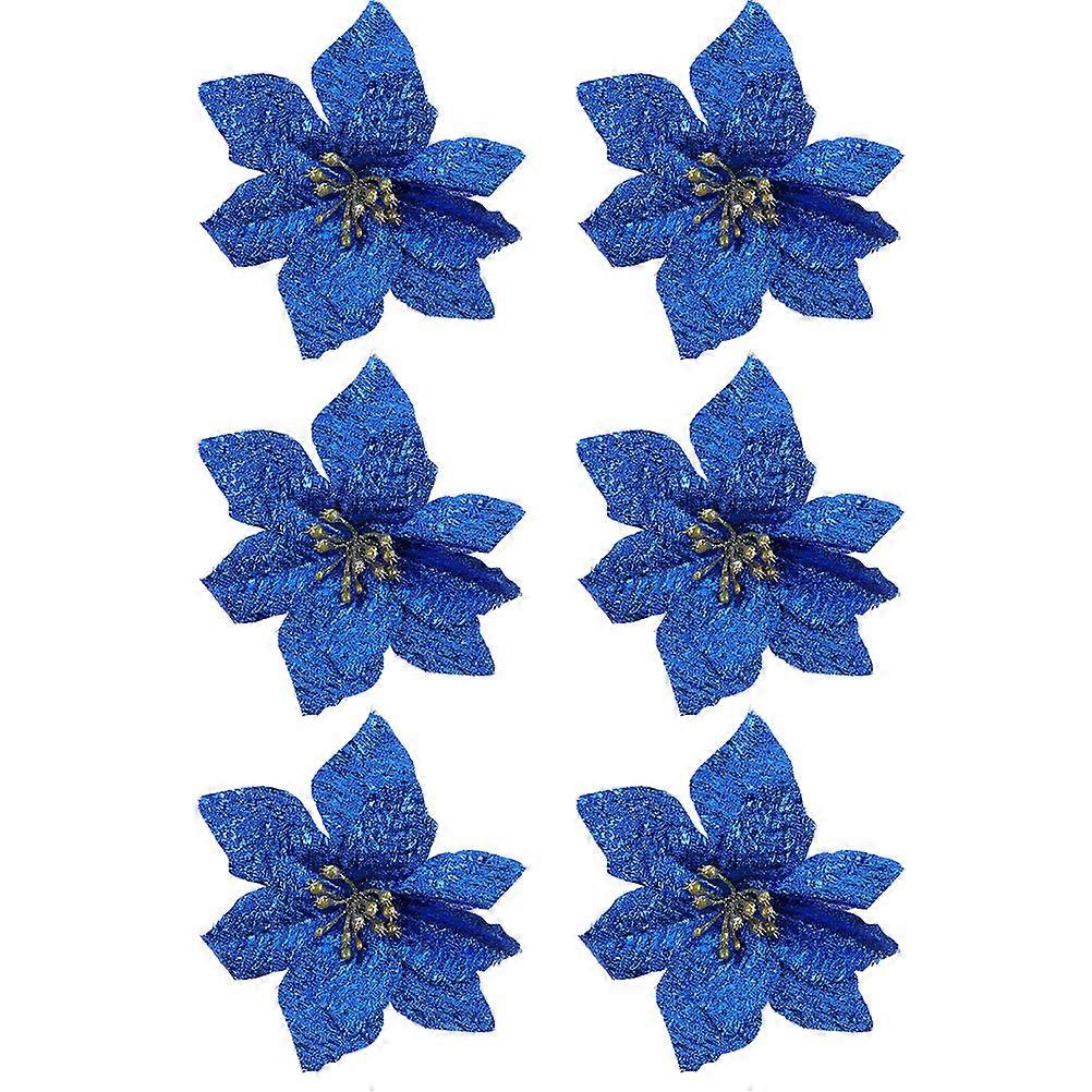 Decorative Flower Christmas Tree Accessory Small Double-Layer 6Pcs