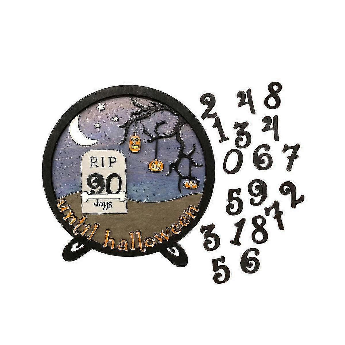 1Pcs Wood Halloween Countdown Countdown Calendar Halloween Calendar Holiday Decoration 30X30cm