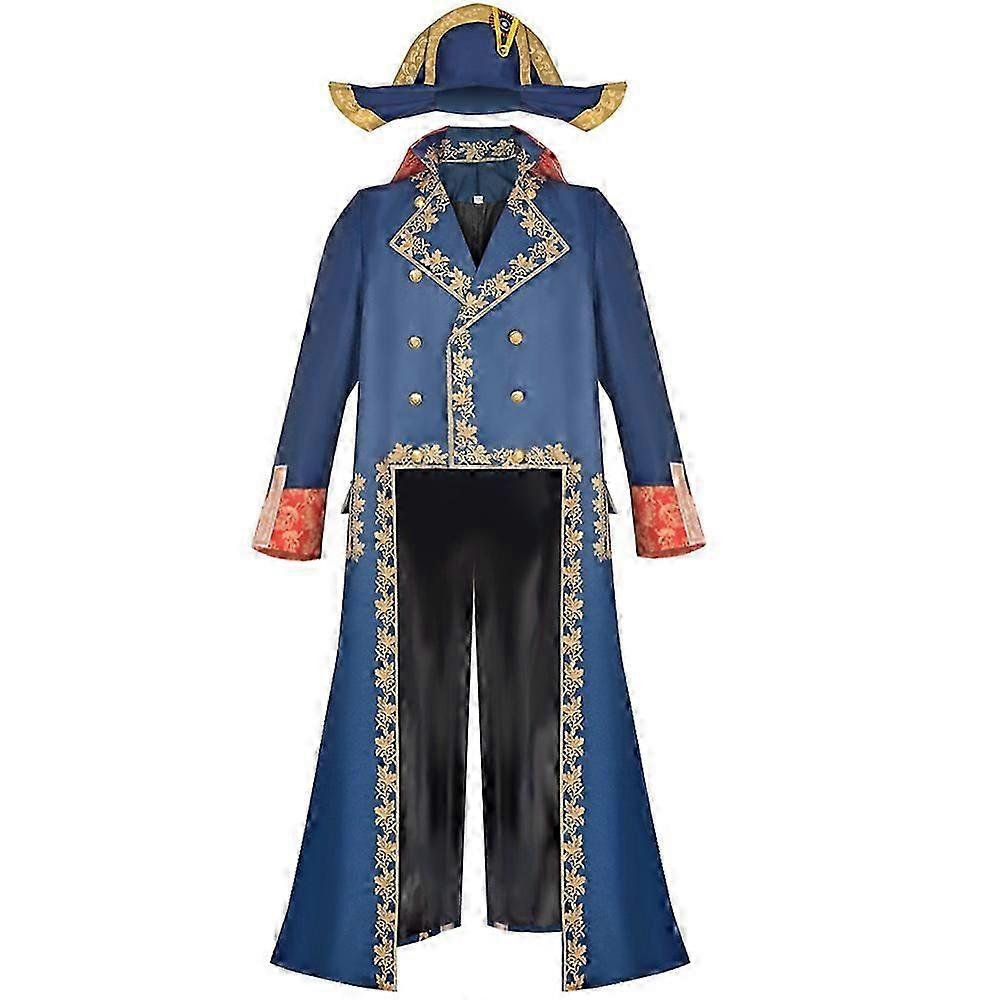 大人のためのナポレオンコスチューム中世の宮殿レトロブルースーツハロウィーンコスプレカーニバルパーティーコスチューム