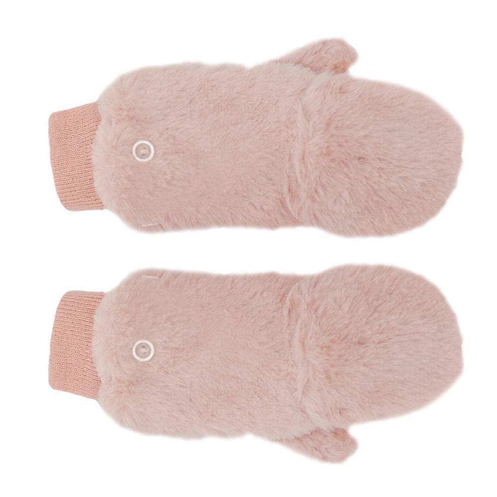 Warm Fluff Gloves Windproof Flip-Cover Gloves for Winter 1Pair