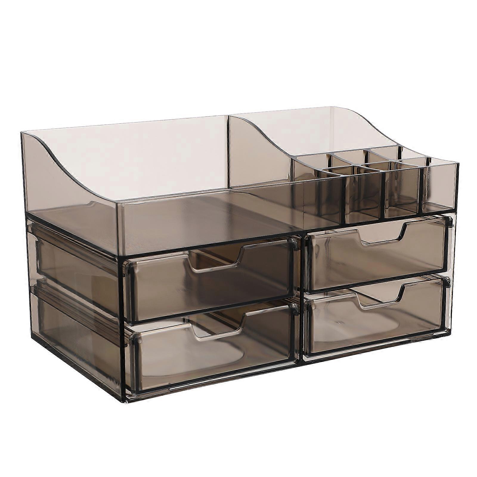 Cosmetics Organizer Transparent Storage Case for Desktop Use 2Pcs