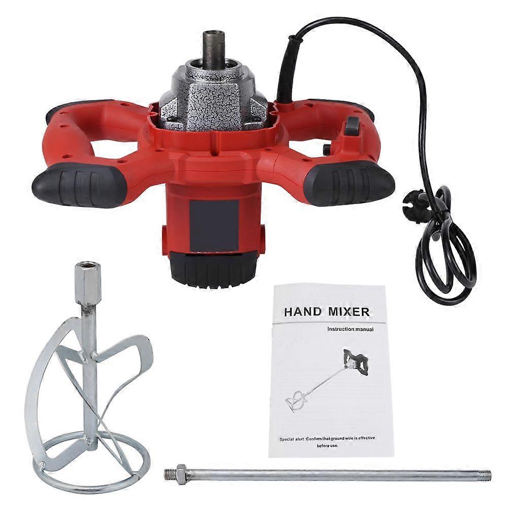 1pc Red 1500W Handheld 6-speed Electric Mixer for Stirring Mortar Paint Cement Grout AC