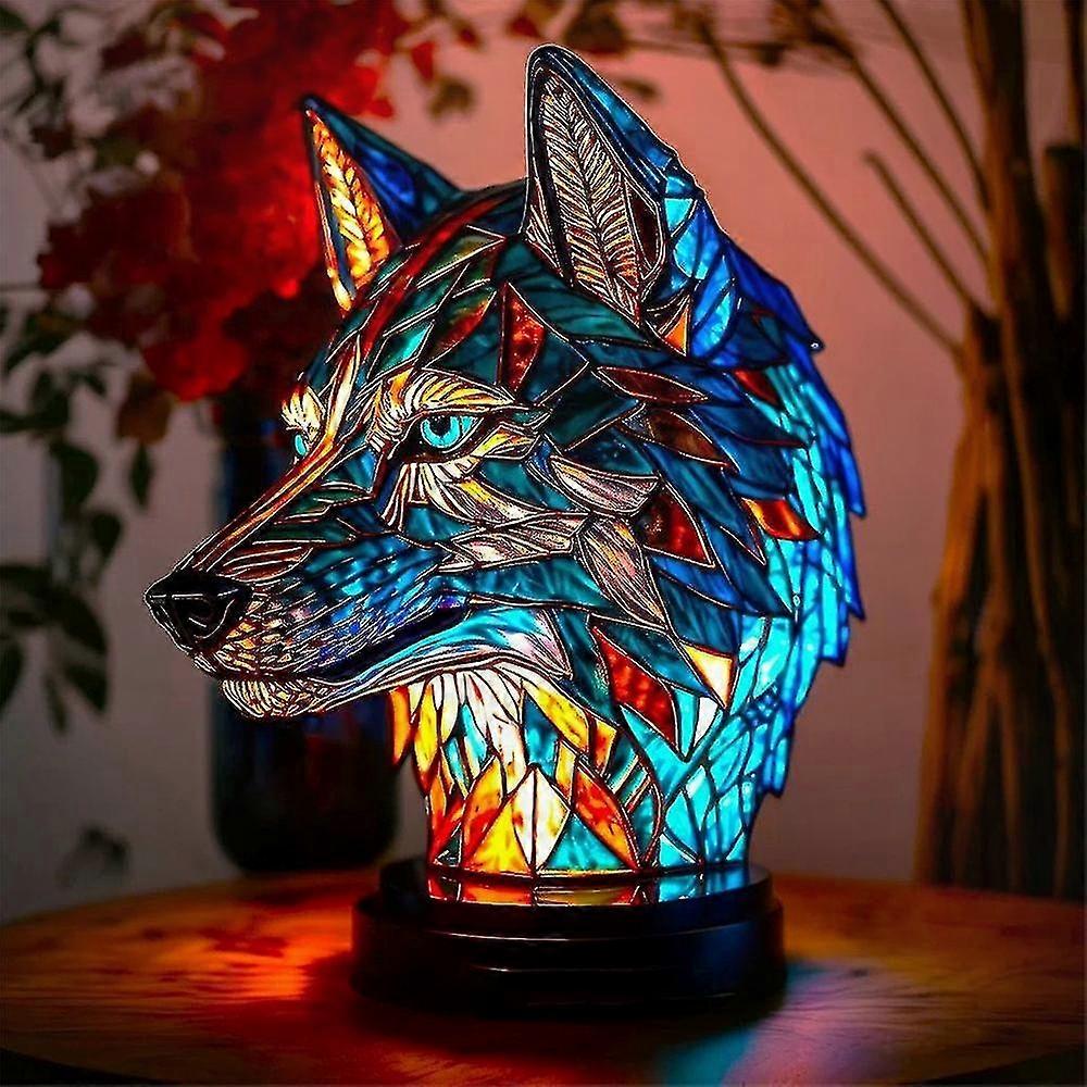 Vintage Animal Table Lamp Stained Glass Night Light Retro Desk Lamp Home Decor
