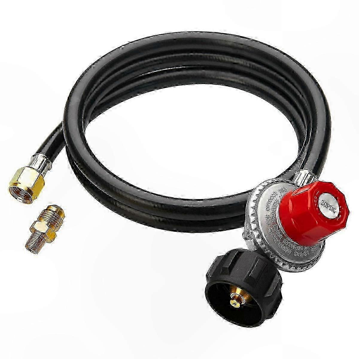 Propane Regulator Hose with Adjustable 0-20 PSI, 5FT High-Pressure QCC1 & 3/8In F Connector for Propane Tanks
