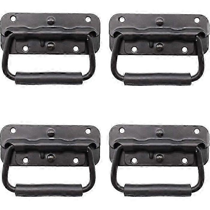 4 Pieces Box Handle, Metal Folding Handle, Black Box Handle, Spring Box Handle, Replacement Handle for