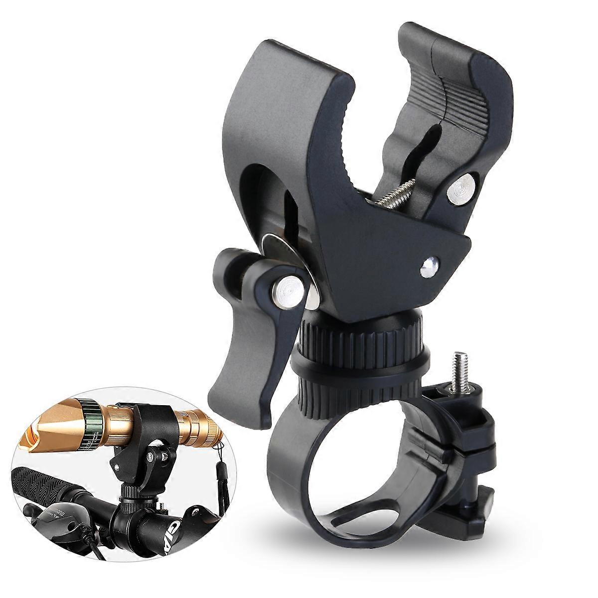 Bike Handlebar LED Flashlight Torch Mount Clamp Holder Black