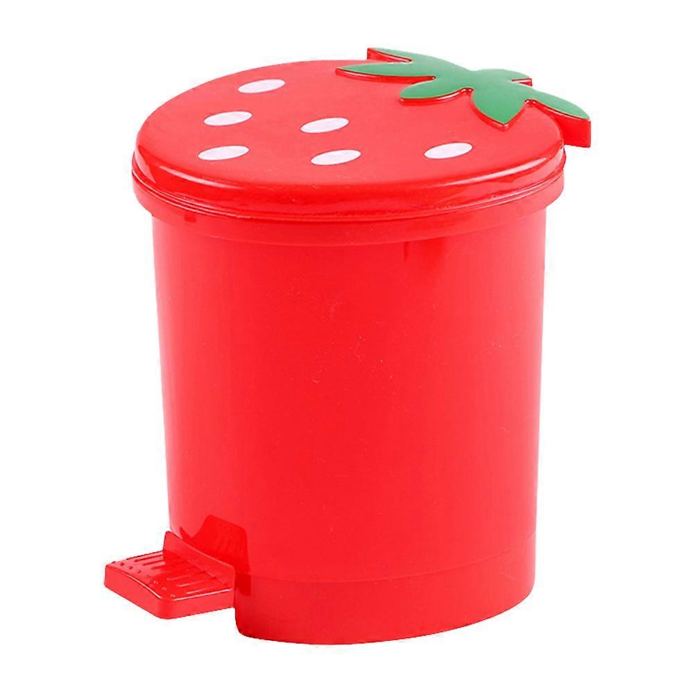 2Pcs Strawberry Trash Bin Red Desktop Garbage Storage Can for Home Use
