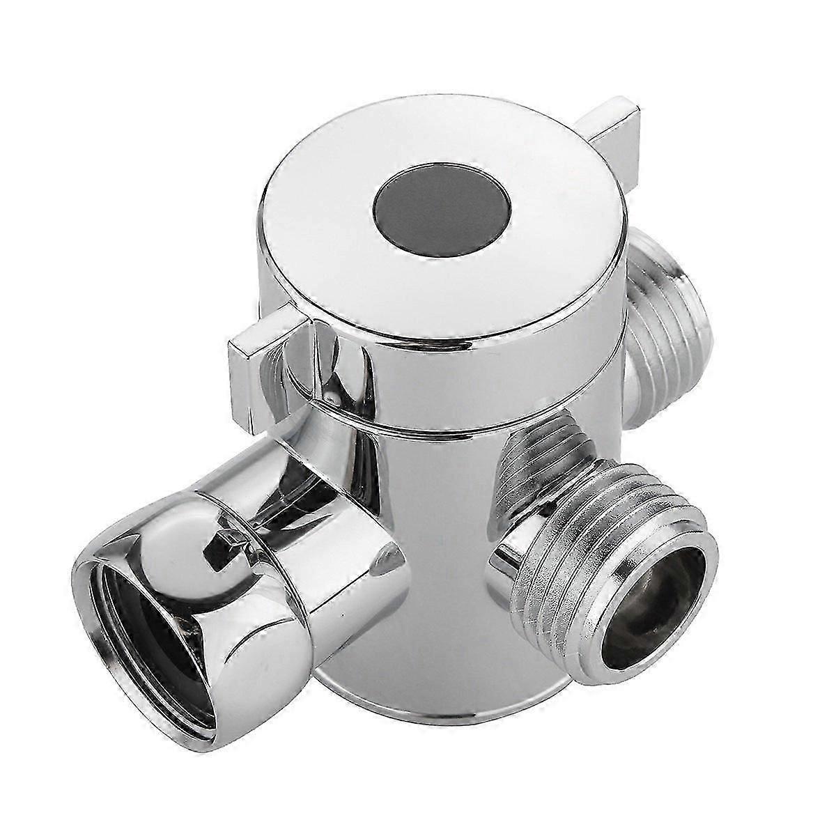 PB Shower and Bathroom Faucet, Three Way T-Adapter, Polished White Silver for Toilet Bidet Head