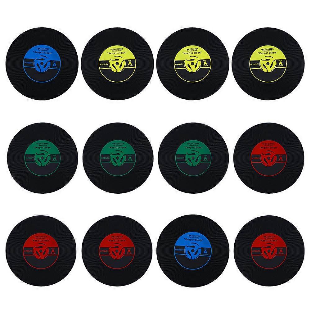 Decorative Cup Pad Vinyl Record Coasters Heat Insulation 24Pcs