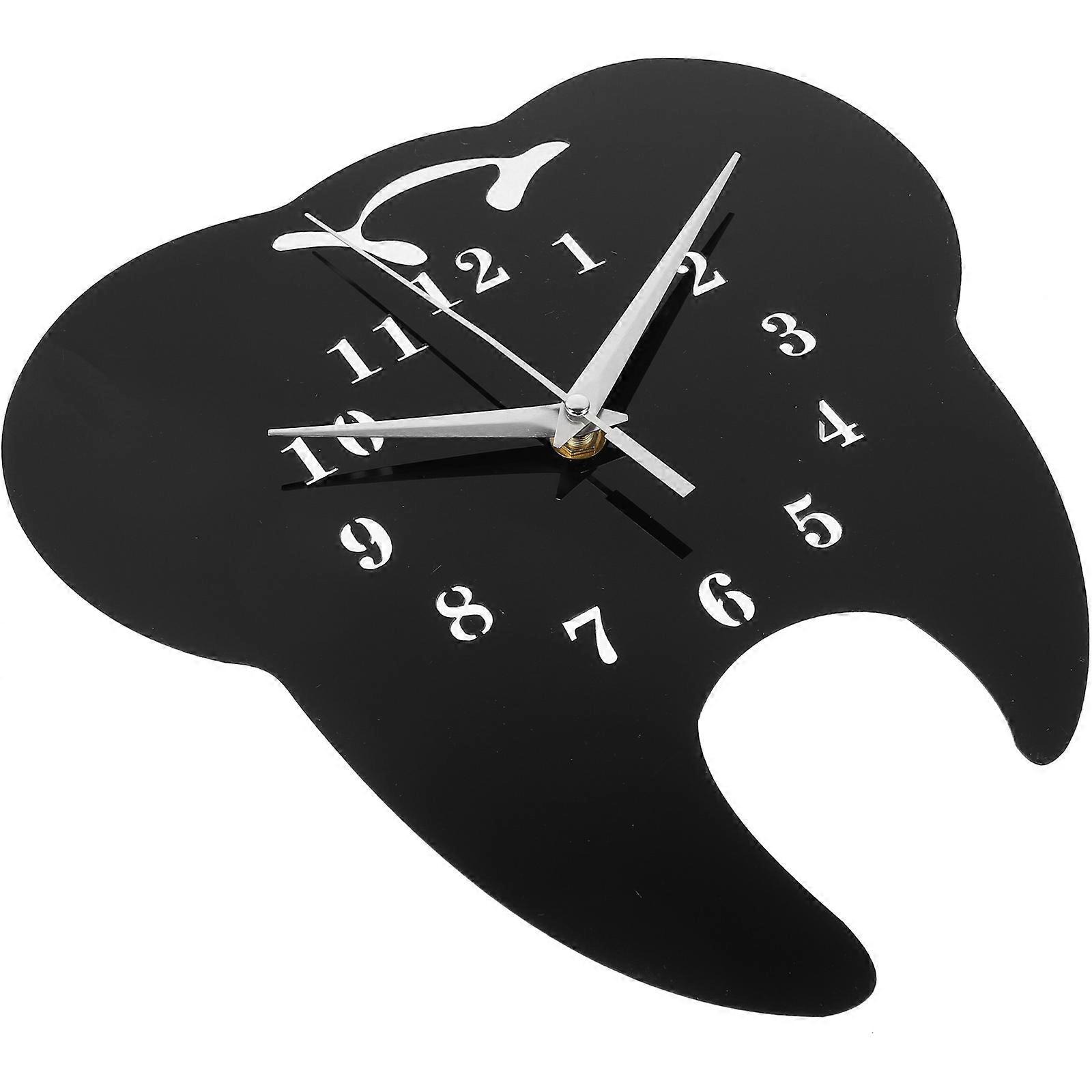 4Pcs Decorative Hanging Wall Clock Tooth Shaped Acrylic Mute Clock