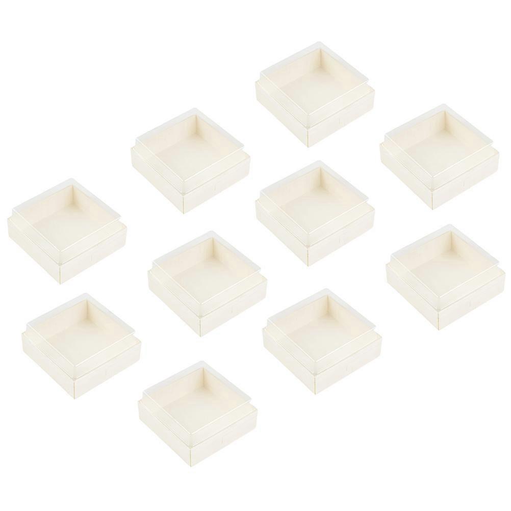 Cake Containers With Lids For Food Packing White Color Small Size Plastic Material Transparent Lid Design 10Pcs