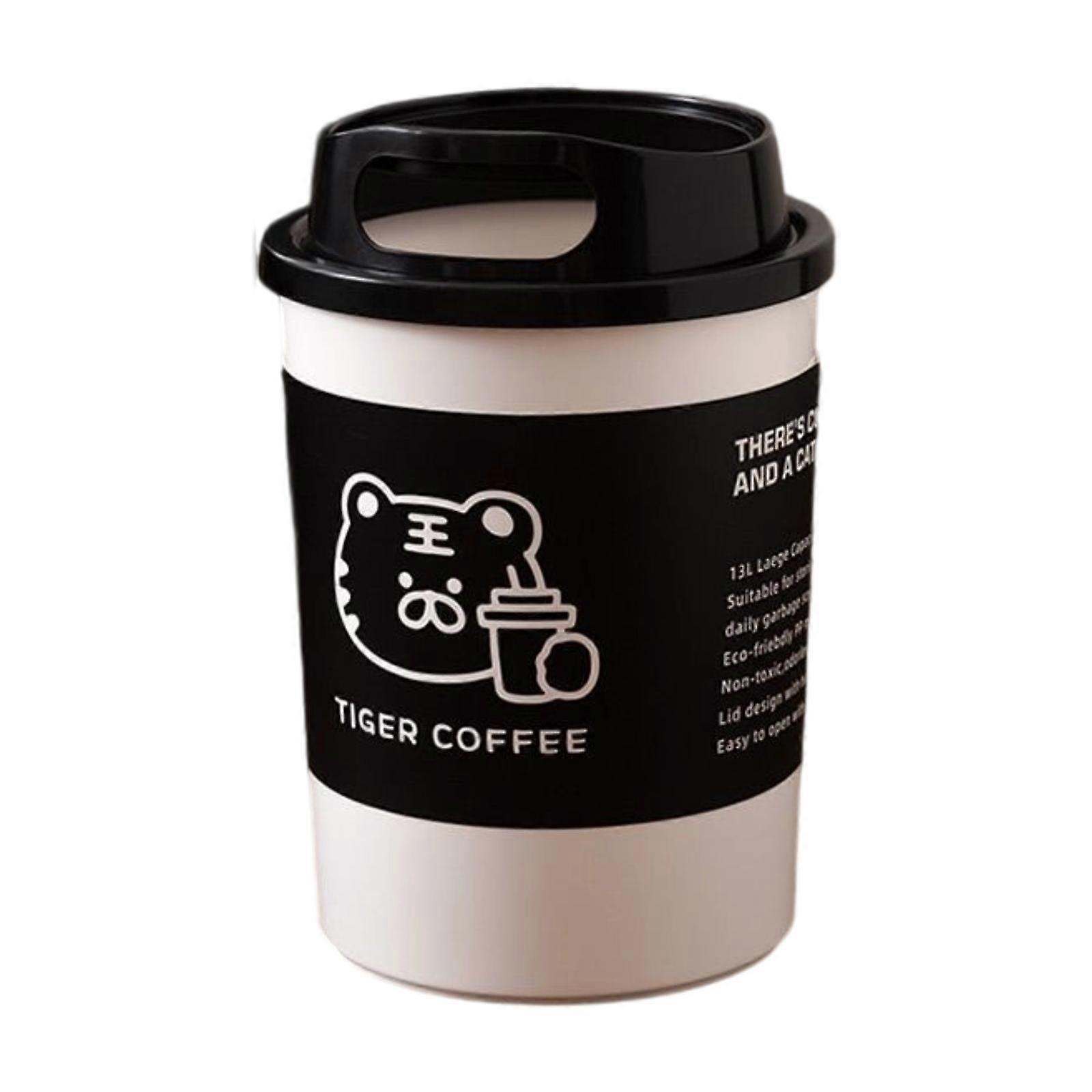 Trash Can Waste Can with Lid Household Coffee Cup Shape Stylish Recycling Bin