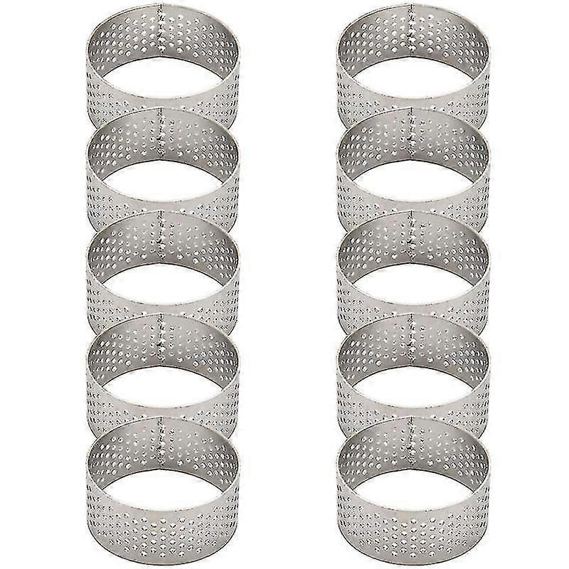 10 قطع 4.5 سنتيمتر جولة غير القابل للصدأ مثقبة سلس تورتة الدائري كيشي الدائري تارت فطيرة تورتة مع ثقب