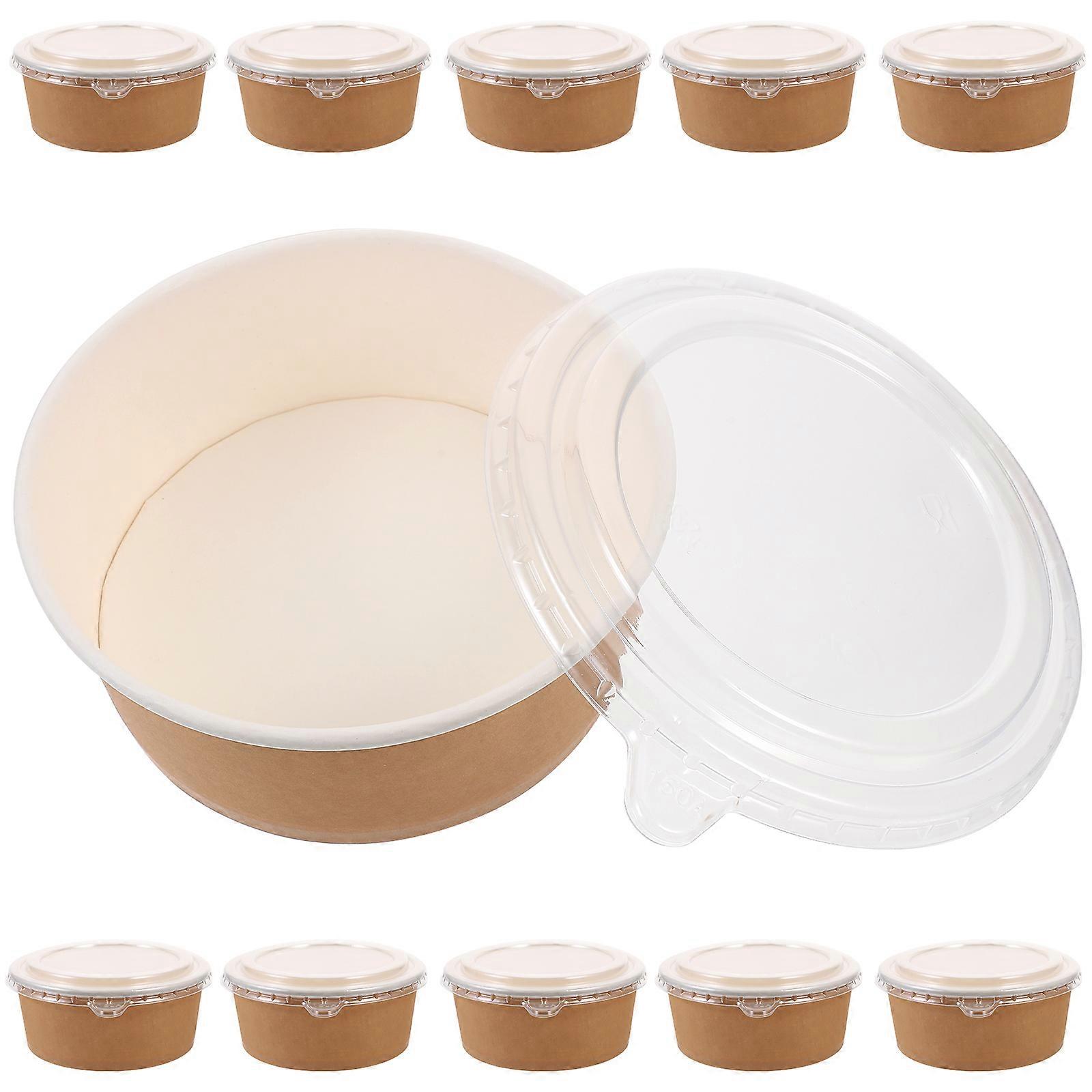 20Pcs Kraft With Lids For Fruit Salad Perfect For Family Camping And Events In Light Brown