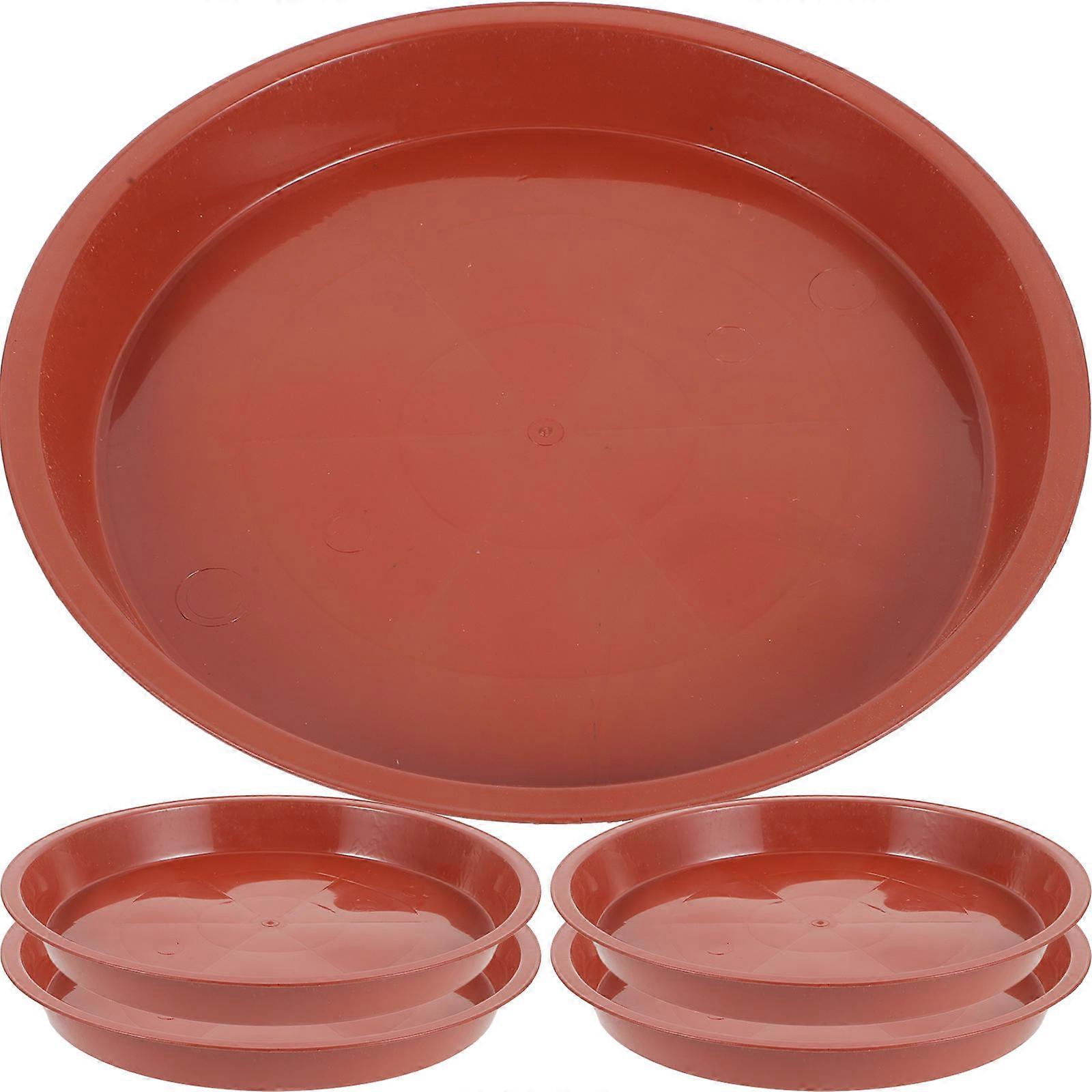 Light Brown Plastic Plant Pot Tray for Planters Round Shape 10Pcs Set